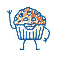 muffin dessert character icon doodle illustration