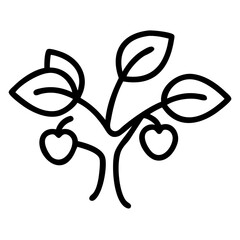 Cherry Tree with Leaves Vector - Beautiful cherry tree design with leaves and fruit, perfect for nature, gardening, and seasonal-themed illustrations