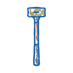 brass hammer tool icon doodle illustration