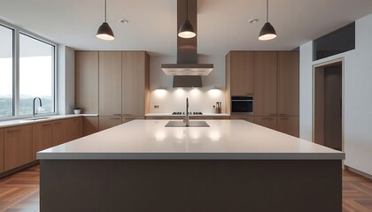 large kitchen with a center island in the middle of the room