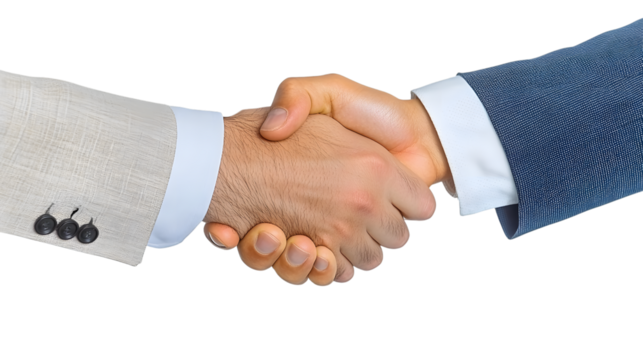 PNG,Male handshake, isolated on white background. Ai Generated Images
