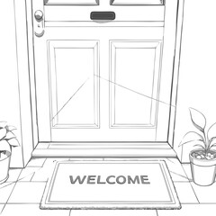 Welcome Home: Line Art Doormat Illustration