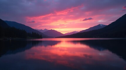 Sunset Serenity: Reflections in the Evening Lake