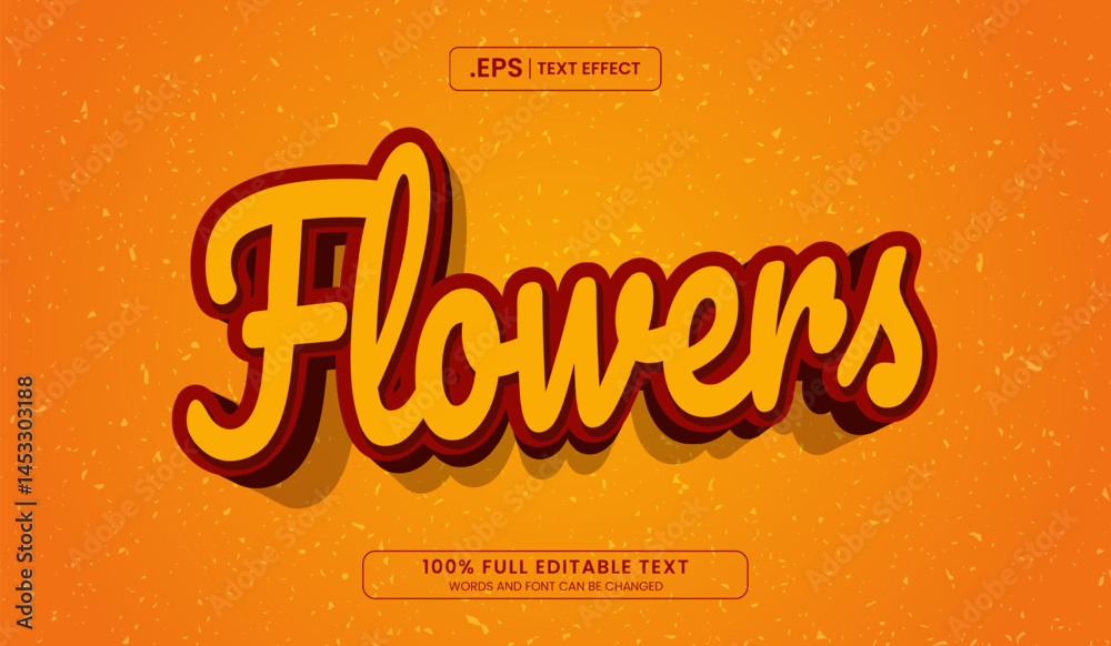 Poster word flowers in a 3d style create visually appealing textbased designs, suitable for branding, digit