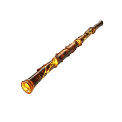 Naklejka premium Glowing Amber Wand with Embossed Vines and Energy Streaks - Magical Staff, Sorcerer's Rod