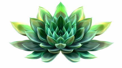 Vibrant green succulent with symmetrical leaves on a white background. [Fractal Eden] | Reflected Flora | symmetrical plant. Illustration
