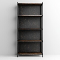 Modern Metal and Wood Shelving Unit with Empty Spaces for Decor