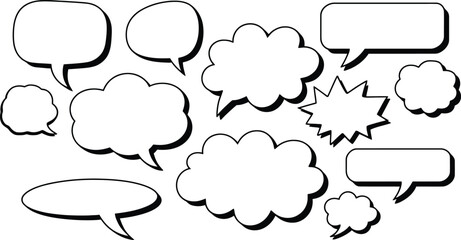 Fototapeta premium Collection of blank comic speech bubbles for various communication and conversation visuals