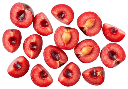 Fresh Cherry Slices – Isolated on Clean White Background