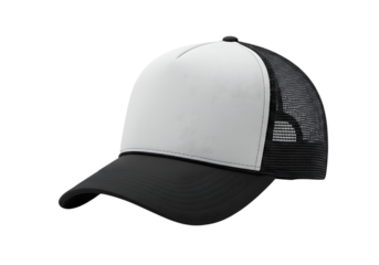 Black and White Trucker Hat Mockup – Blank Template in PNG Format