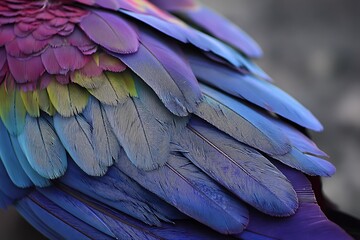 Fototapeta premium Up close purple feathers macaw macro view 