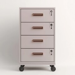 Modern Mobile File Cabinet with Four Drawers and Rollers