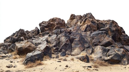 Obraz premium Sun-bleached rocky formations from a dry desert, isolated