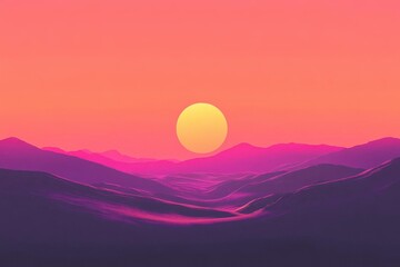 Fototapeta premium Sun Rises Over The Hills And Bring Positive Vibes With Warm Colors