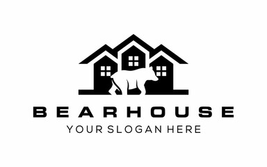 house vector logo with bear silhouette