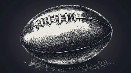 Vintage American Football, Engraved Illustration, Dark Background