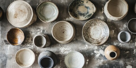 Handmade pottery bowls ceramics collection artisan objects