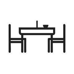 Simple Minimalist Line Drawing Of A Dining Table And Two Chairs
