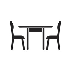Dining Table With Chairs Vector Silhouette Minimalist Style Furnishing Illustration