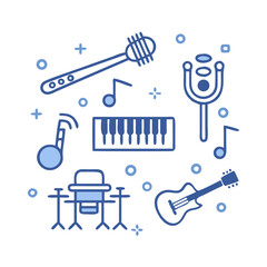 Musical Instruments Collection Line Art For Music Education Purposes