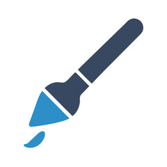 Paintbrush Icon With Blue Paint On A Black Background Vector Illustration