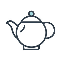 Simple Outlined Teapot Icon Vector Illustration On A Black Background