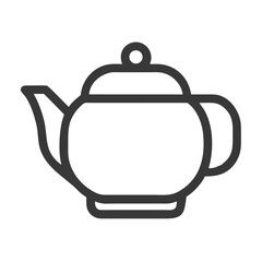 Teapot Simple Line Art For Tea Time On Black Background