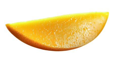 mango slice - juicy yellow tropical fruit on white background