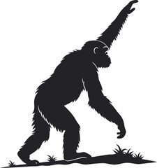 Orangutan Vector Silhouette on White Background – Wildlife Clipart Design