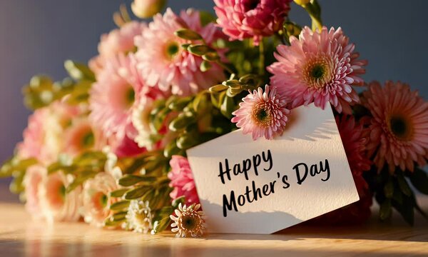mother's day card with pink flowers