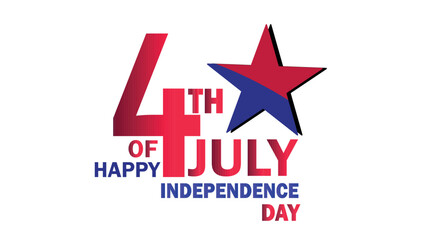 4th of july independence day. July fourth happy independence day text and star for banner, special offer, sales, shopping template, web , poster, banner,advertisement, social media etc png and vector 