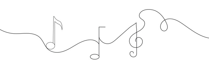Continuous one line drawing abstract music note background, notes vector illustration. EPS 10 . 