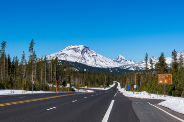 View of Mt. Bachelor along the Cascade Lakes Scenic Byway near Bend, Oregon