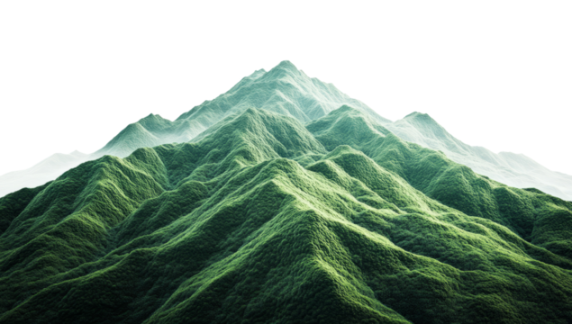 Green Mountain Range Landscape With Misty Horizon