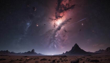 Vast, star-studded night sky, cosmic dust and nebulae ,  night,  black