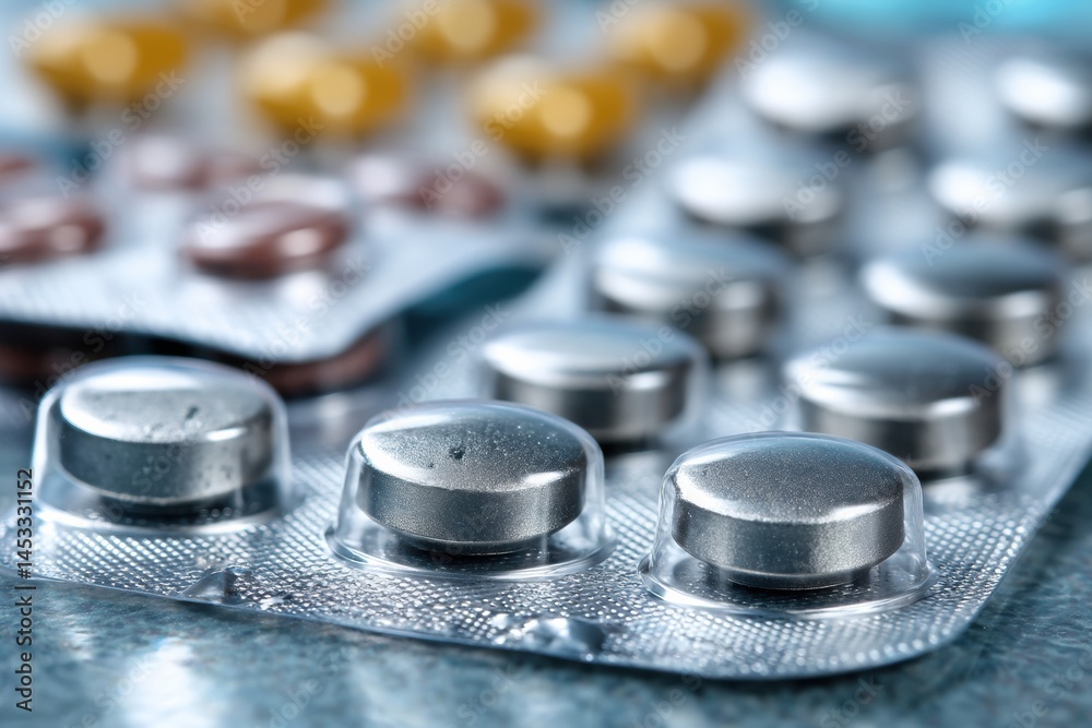 Poster Blister Pack With Missing Pills Symbolizes Memory Loss and the Importance of Medication in Everyday Life in a Healthcare Setting Generative AI