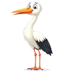 Obraz premium Cheerful Cartoon Stork Character with Big Eyes and Colorful Beak, Perfect for Children's Book Illustrations