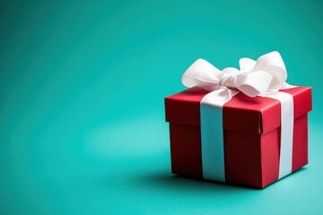 Obraz premium a gift box positioned on a light blue background