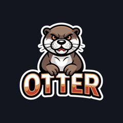 Cartoon Aggressive Otter Mascot with Orange Text Branding