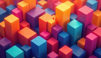 Obraz premium Abstract geometric shapes, vibrant color blocks, endless repeat, abstract, vivid, squares