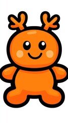 Fototapeta premium Cute Orange Cartoon Creature with Antlers