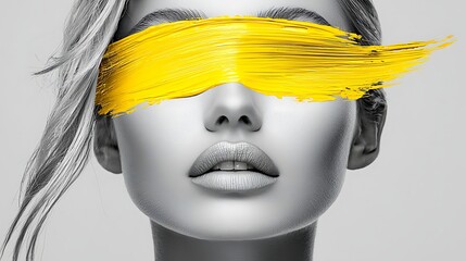 Woman, Yellow Paint, Portrait