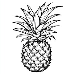 Obraz premium Hand-Drawn Illustration of a Pineapple with Detailed Texture and Leaf Design for Culinary and Tropical Themes