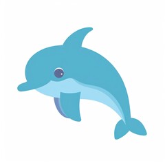 Fototapeta premium Cute and Playful Dolphin Cartoon Character with Friendly Expression in Vibrant Blue Color for Children's Art and Design Projects