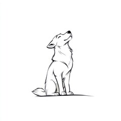 Naklejka premium Elegant Line Art Illustration of a Howling Wolf Against a Minimalist Background for Nature and Wildlife Themes