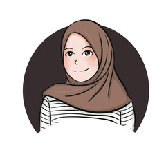 Woman in Brown Hijab and Striped Shirt