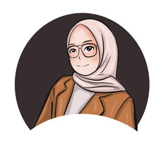Woman in Peach Hijab and Glasses