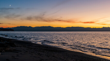 Beautiful autumn sunset, Whidbey Island, WA, USA.