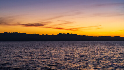 Beautiful autumn sunset, Whidbey Island, WA, USA.