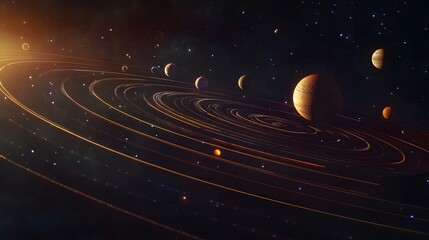 Obraz premium Solar System with Dwarf Planets: The solar system including dwarf planets like Pluto and Eris, with their distant orbits captured in the scene. 